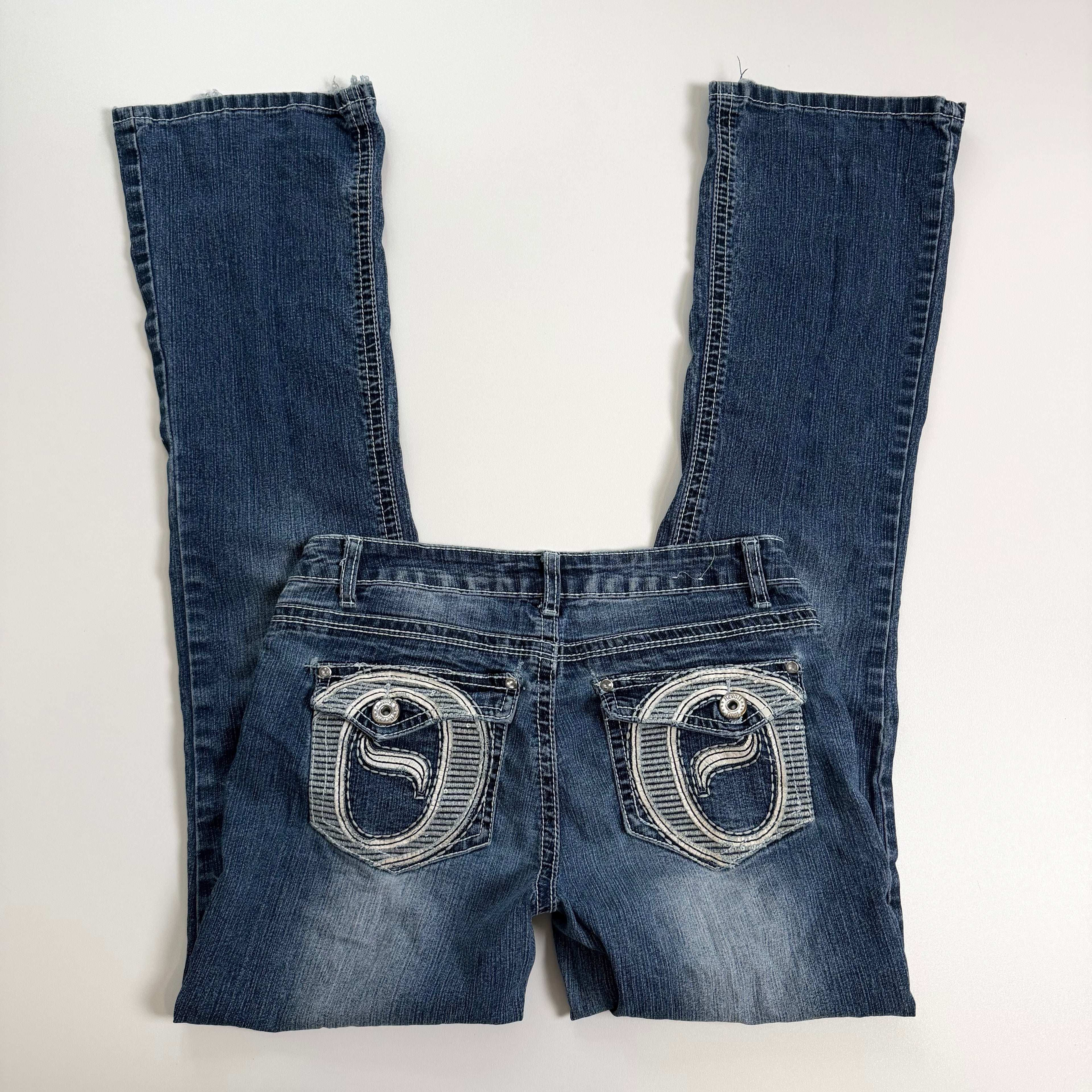 Vintage Y2K embroidered low rise flare jeans size XS