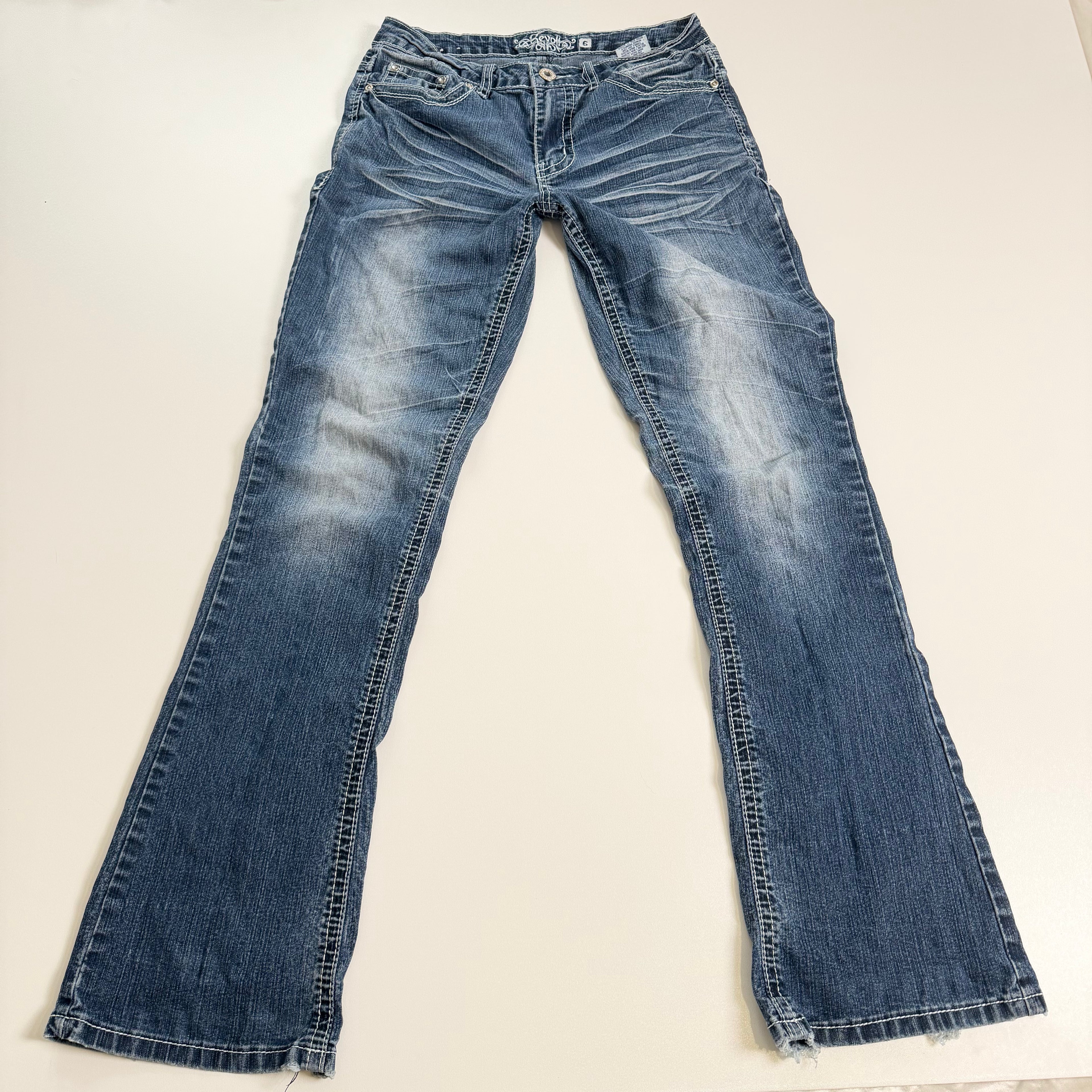 Vintage Y2K embroidered low rise flare jeans size XS