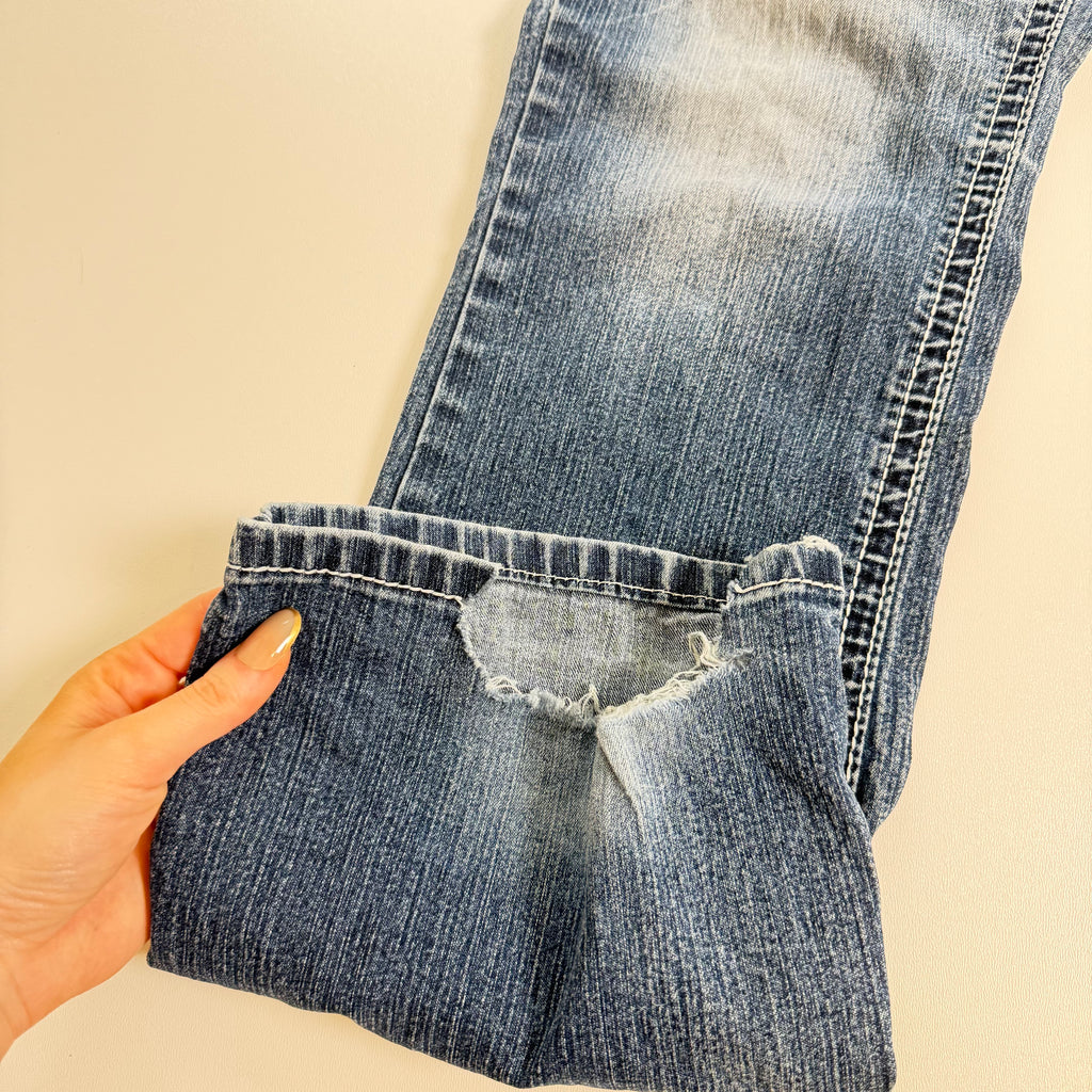 Vintage Y2K embroidered low rise flare jeans size XS