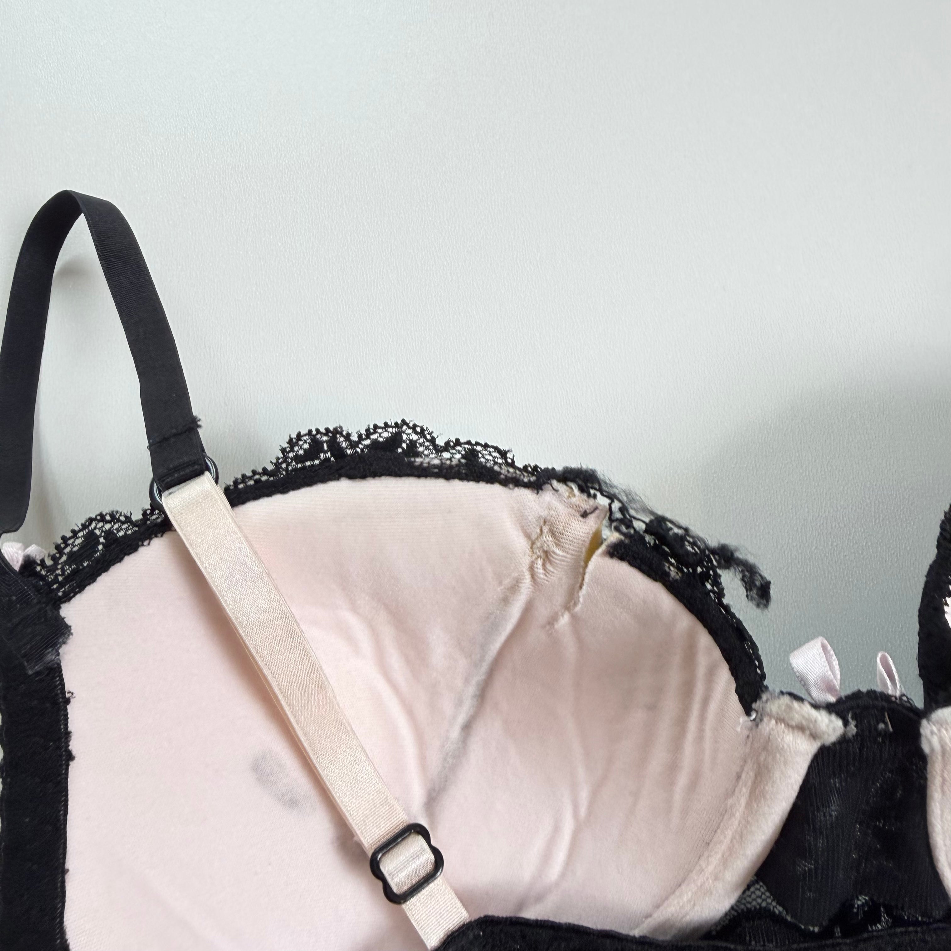 Vintage Y2K black beige lacy babydoll size S