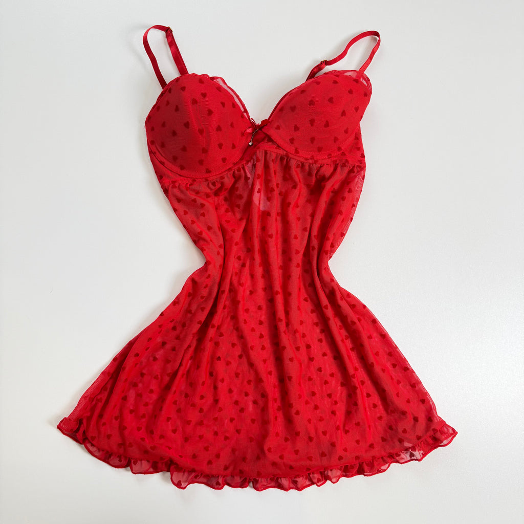 Vintage Y2K red heart pattern flowy cami size S/M