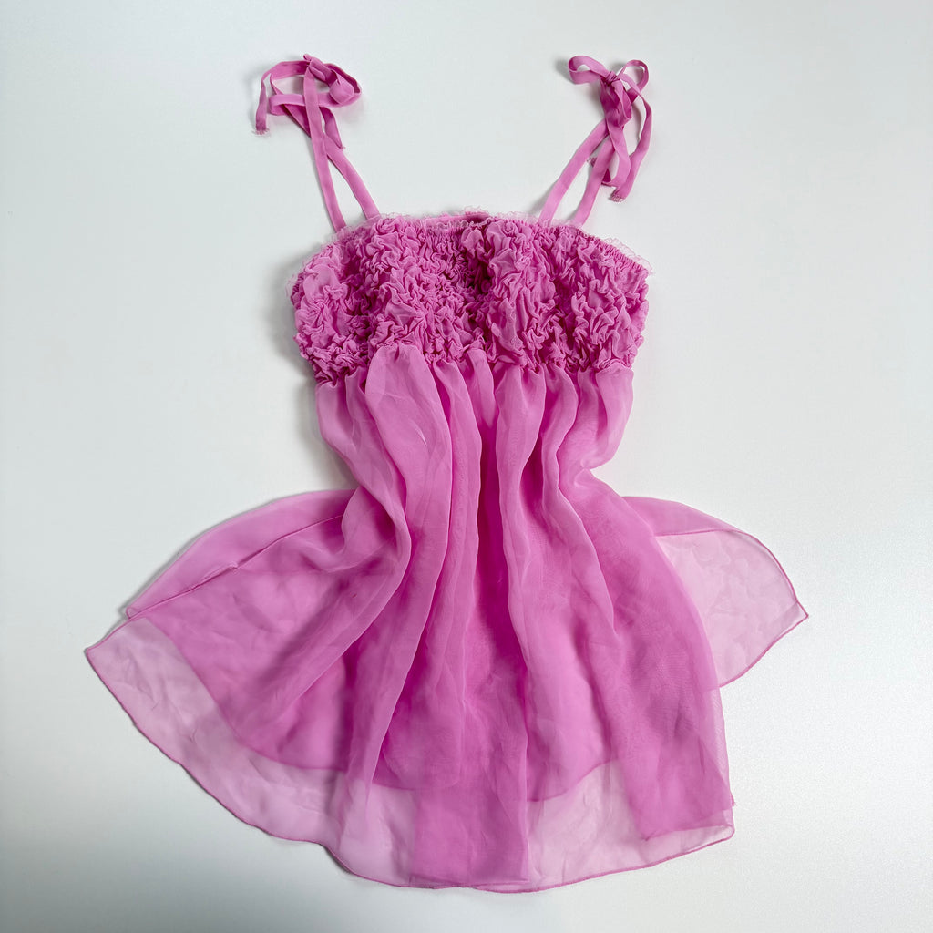Vintage Y2K pink ruffle mesh babydoll size L
