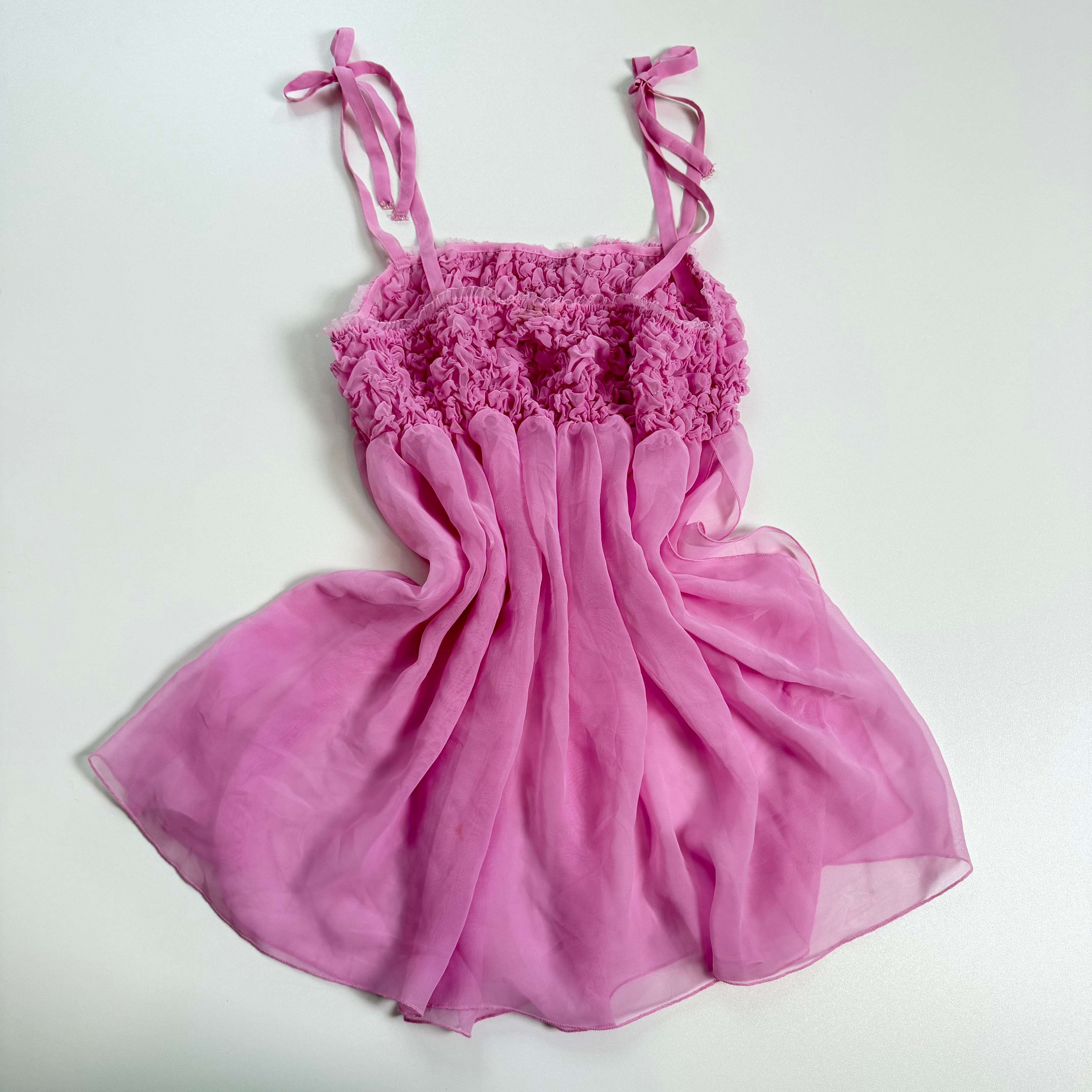 Vintage Y2K pink ruffle mesh babydoll size L