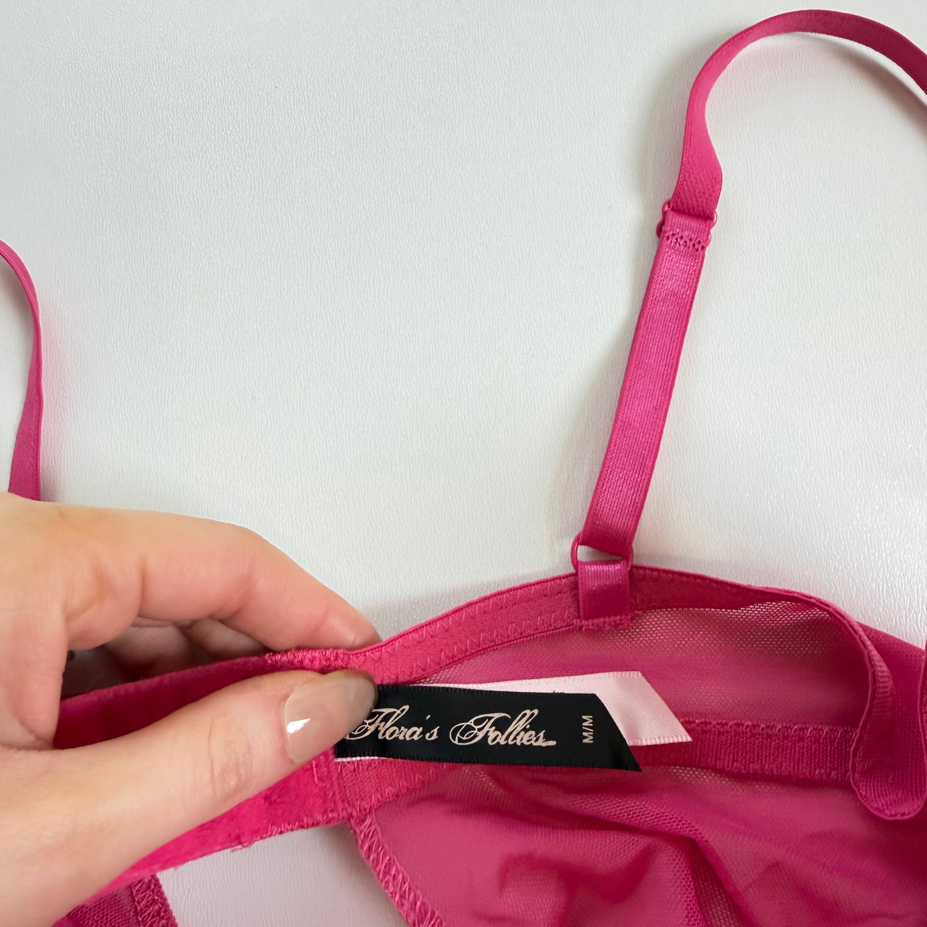 Vintage Y2K pink flowy mesh babydoll