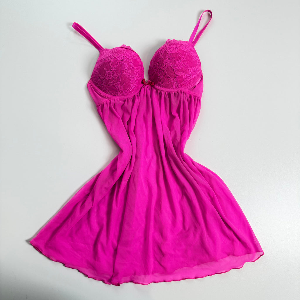 Vintage Y2K pink lacy flowy babydoll size S/M