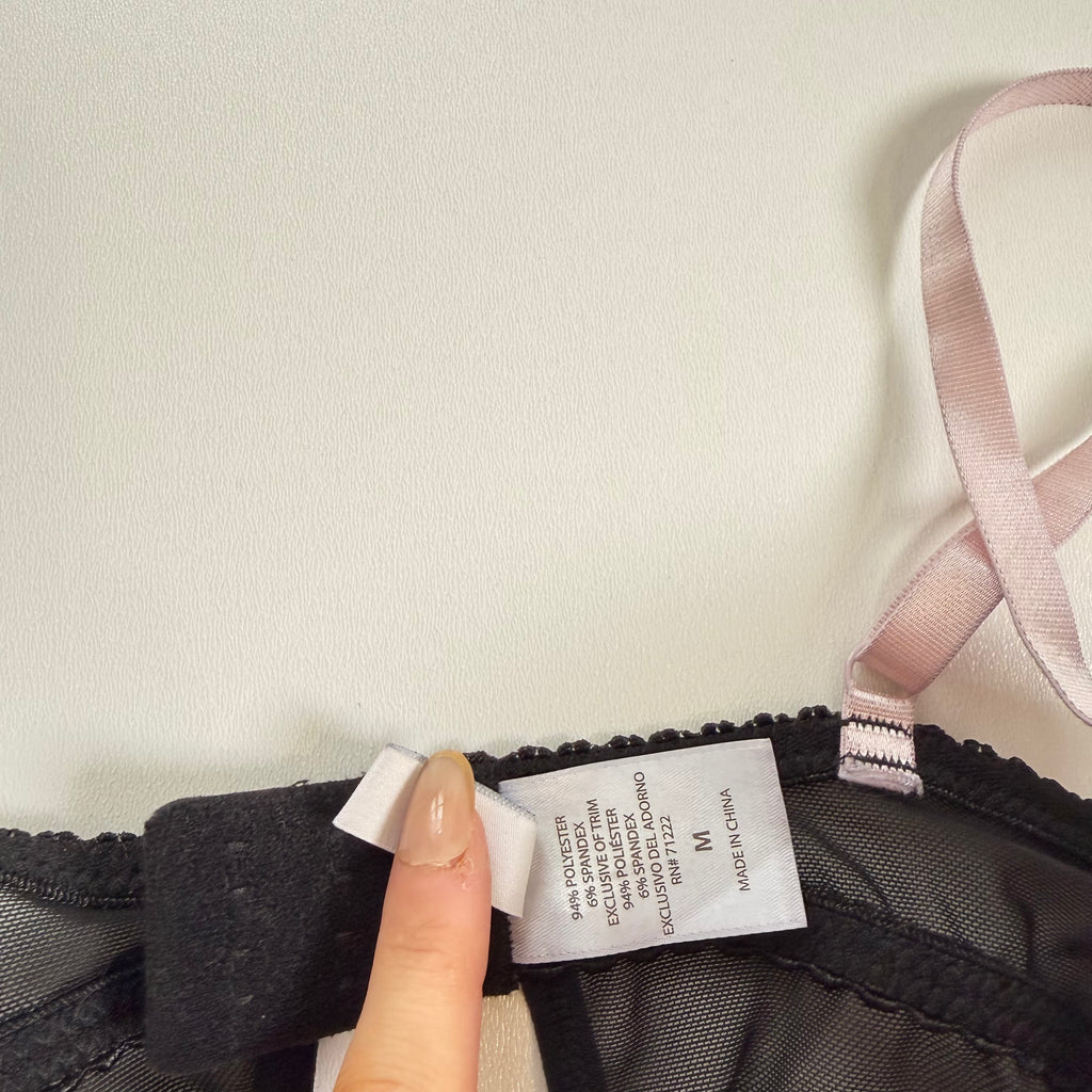 Vintage Y2K black polka dot flowy mesh babydoll size S