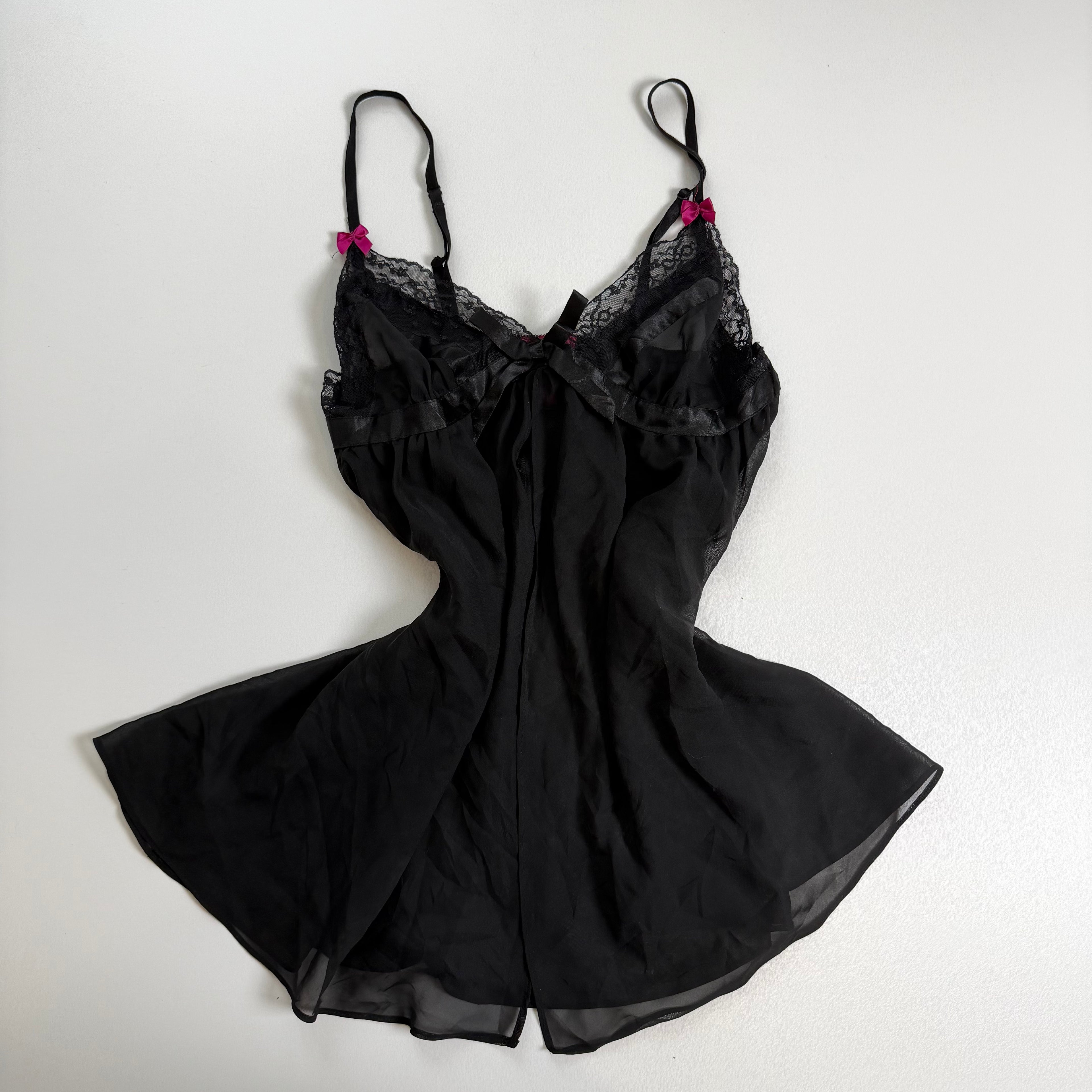 Vintage Y2K black mesh flowy babydoll size S