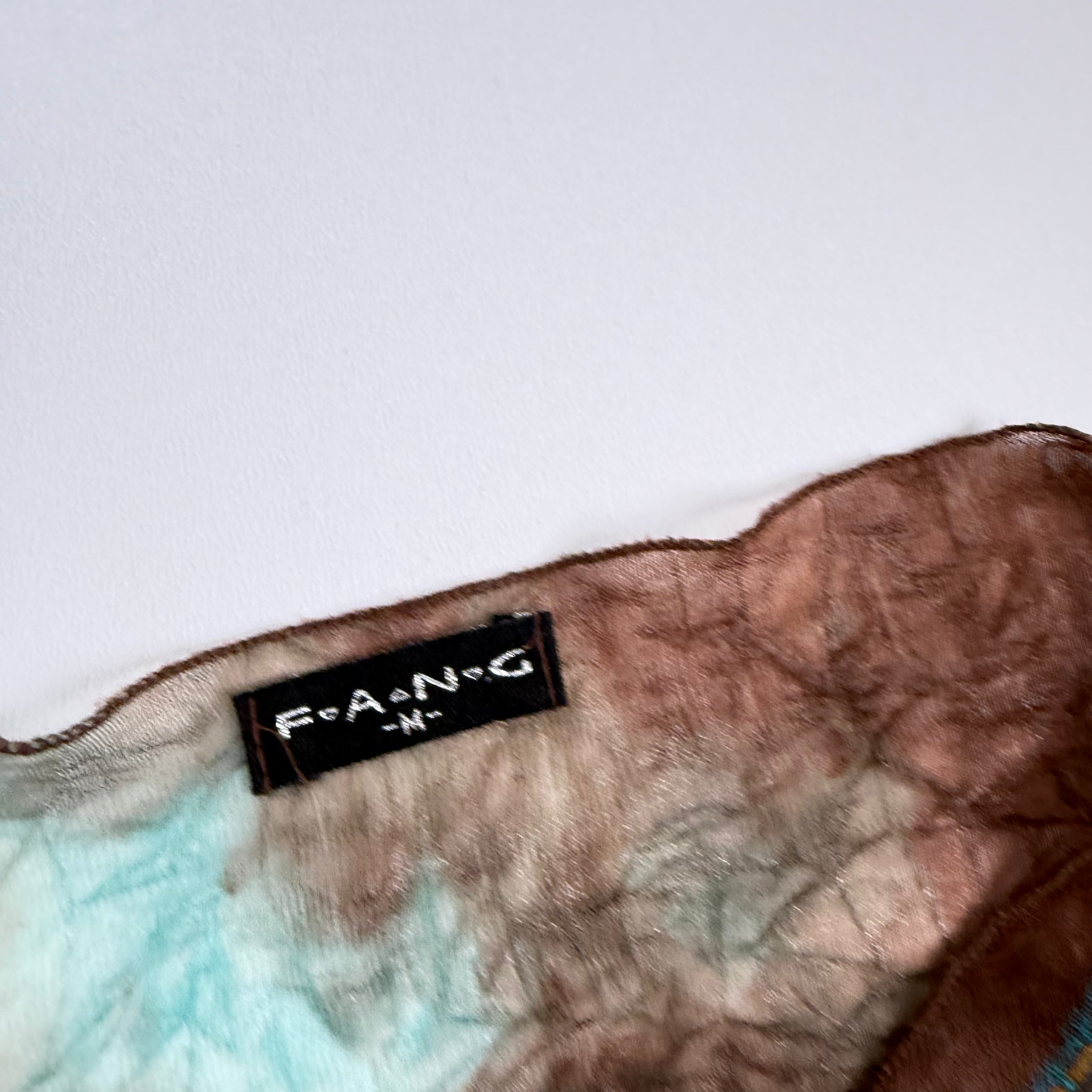 Vintage Y2K blue brown grunge boho long sleeve top size M