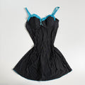 Vintage Y2K blue black pinstripe flowy babydoll cami size S
