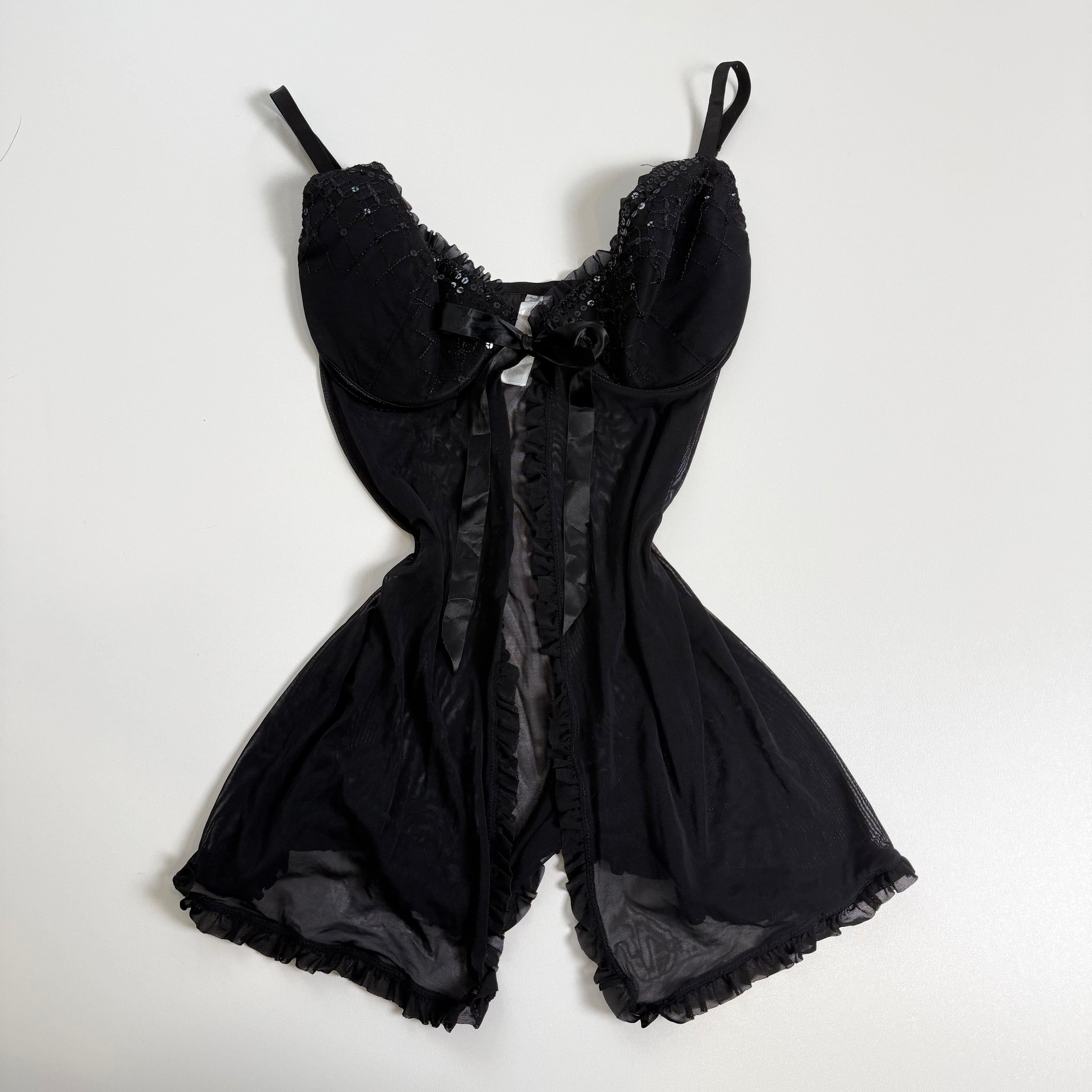 Vintage Y2K black flowy babydoll size L