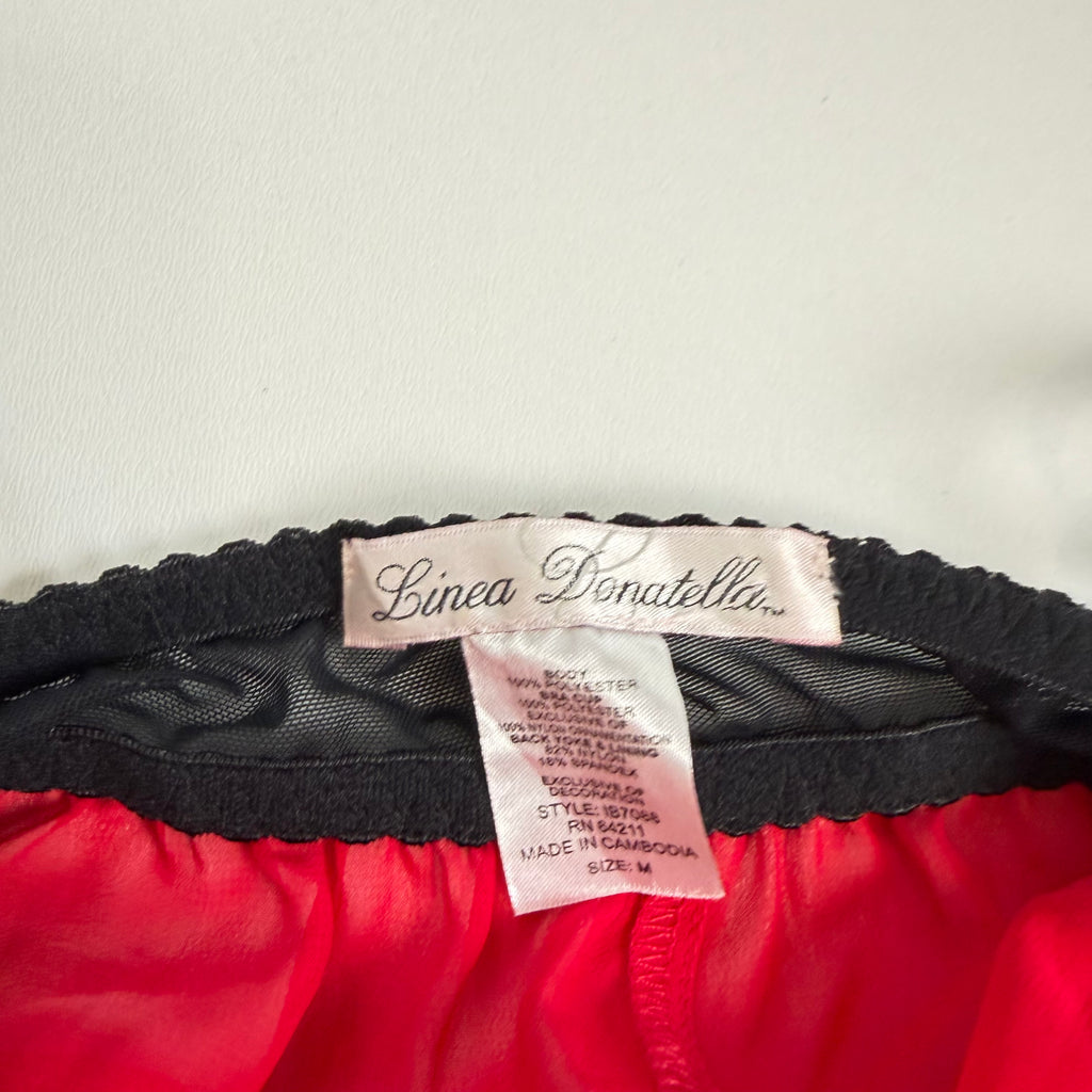 Vintage Y2K black red polka dot mesh flowy babydoll size M/L