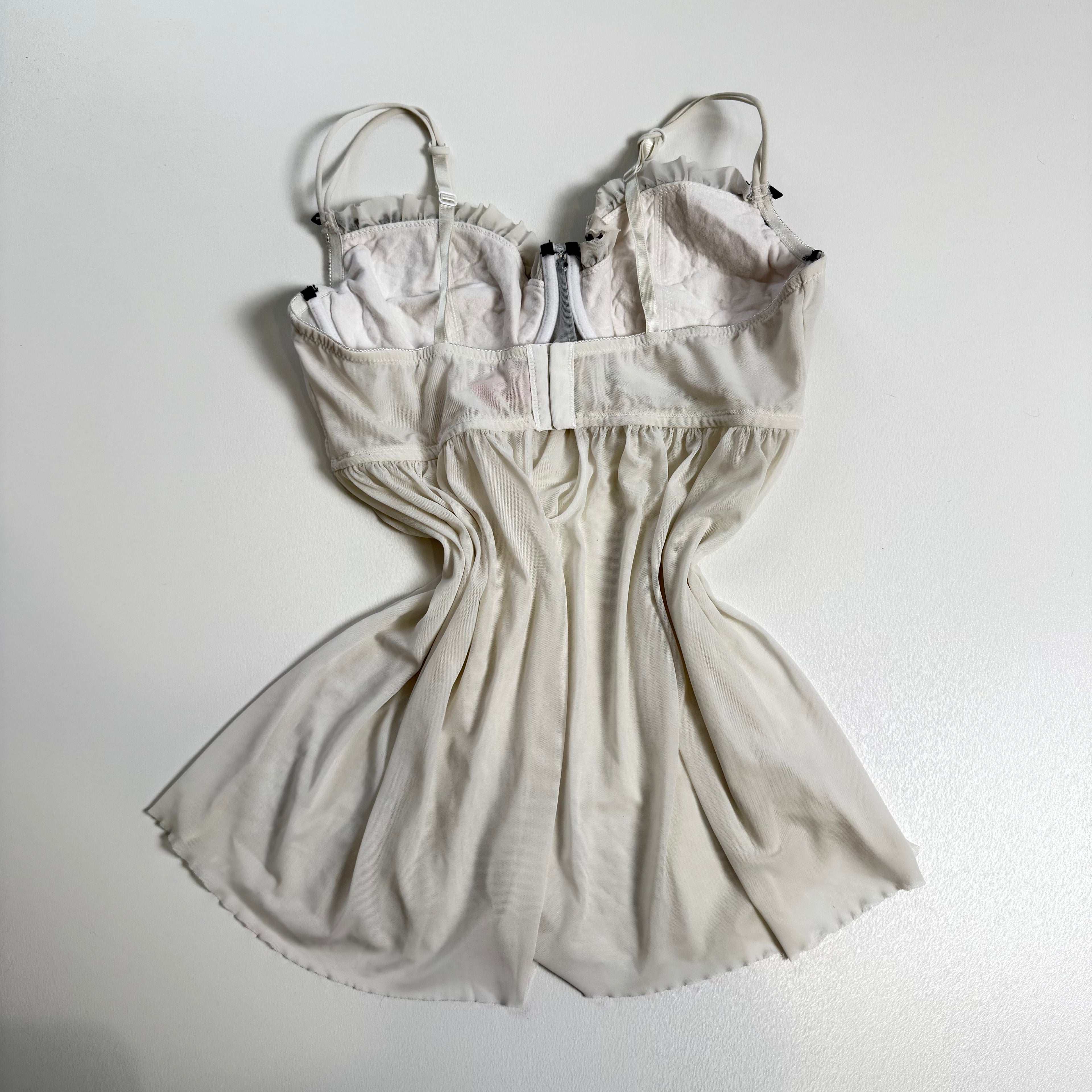 Vintage Y2K white black mesh flowy babydoll cami size M/L