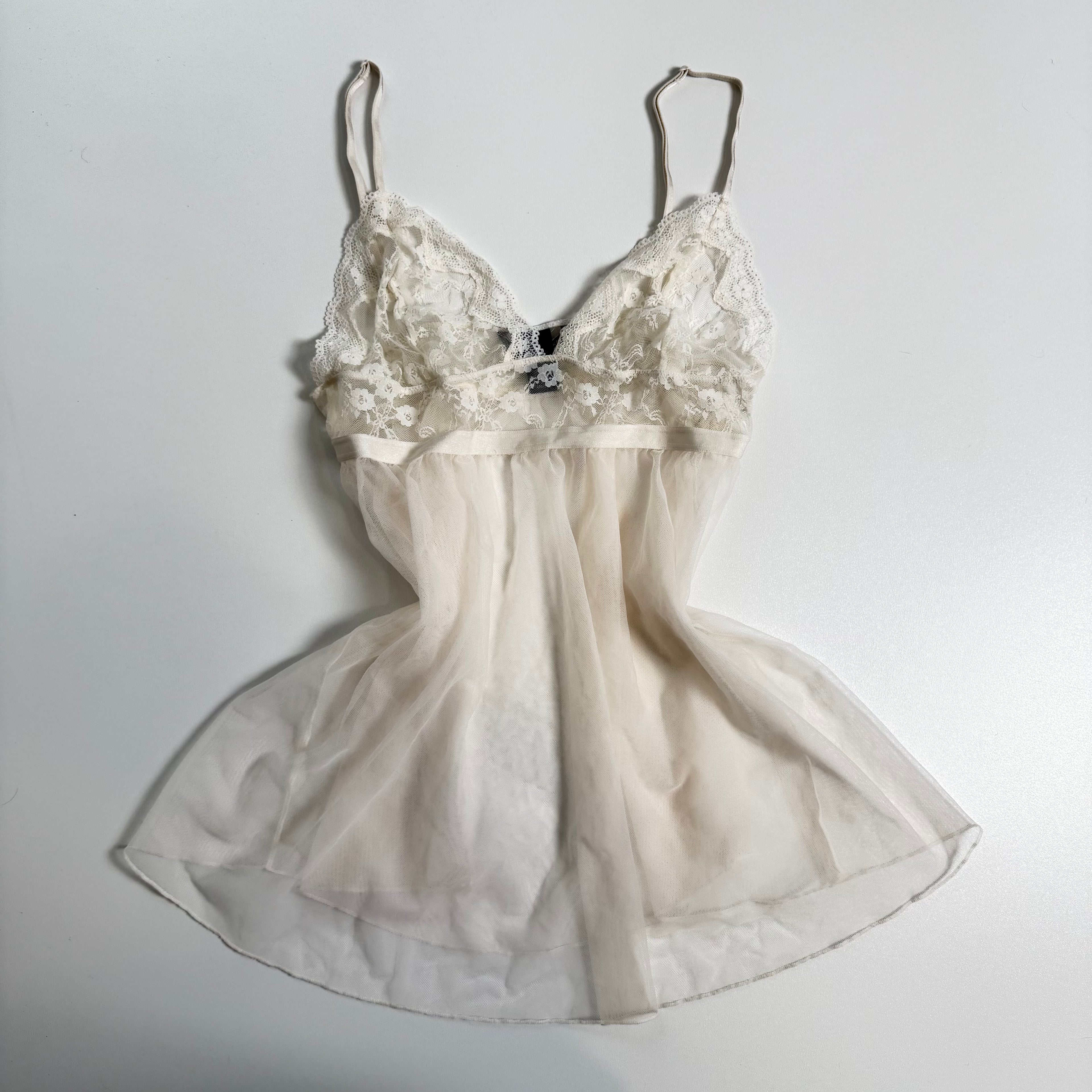 Vintage Y2K Victoria's Secret white mesh lacy flowy fairy babydoll size M