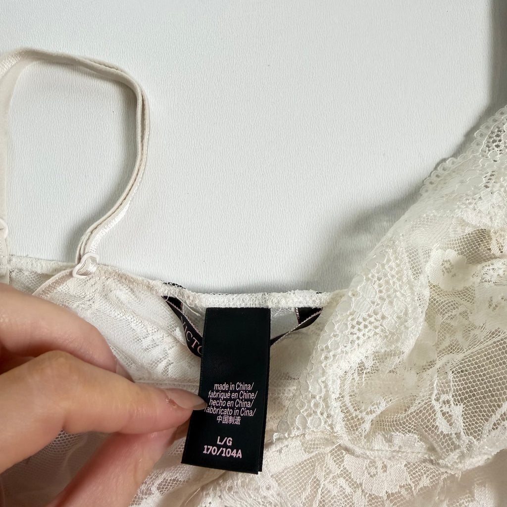 Vintage Y2K Victoria's Secret white mesh lacy flowy fairy babydoll size M