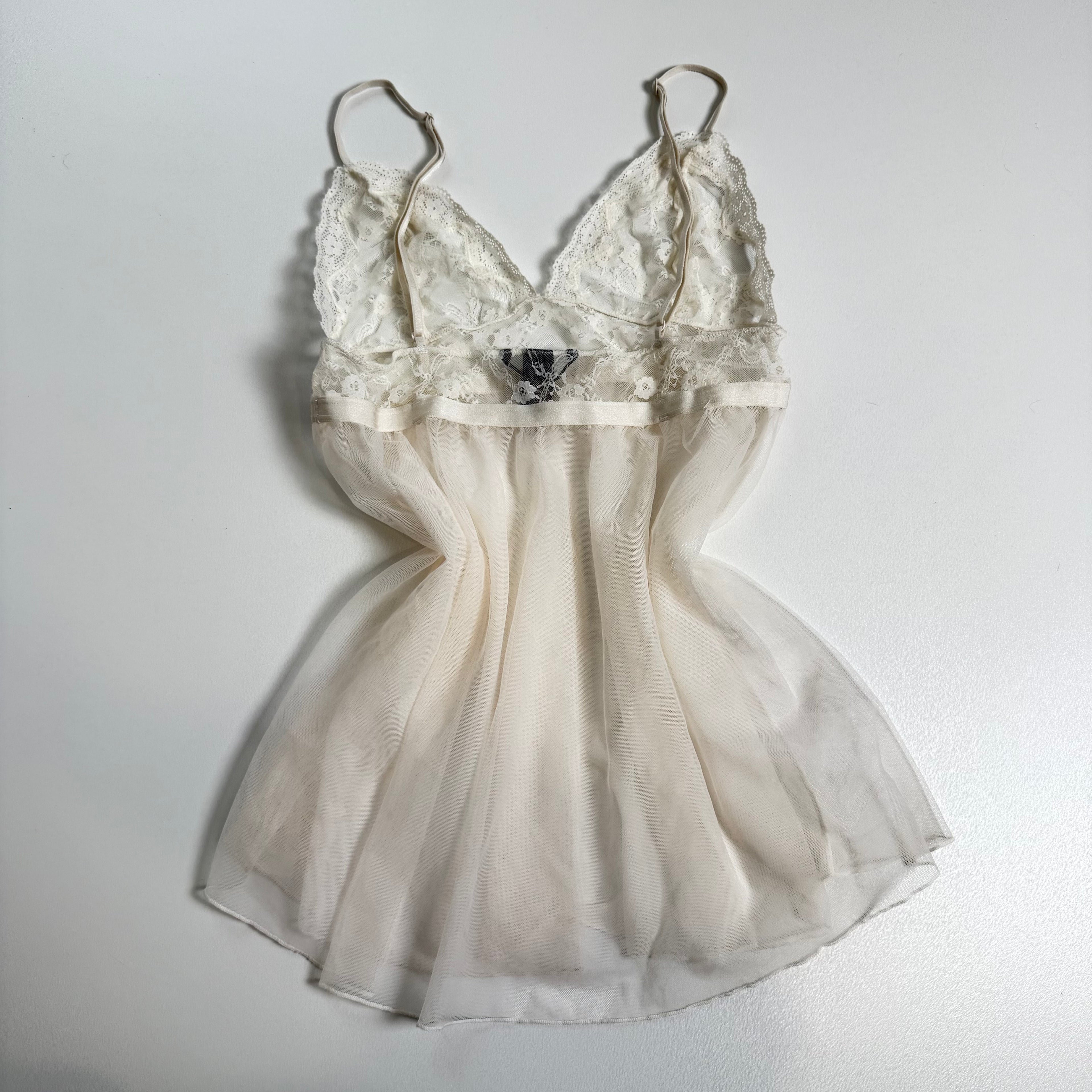 Vintage Y2K Victoria's Secret white mesh lacy flowy fairy babydoll size M