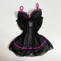 Vintage Y2K black pink flowy lacy babydoll size M