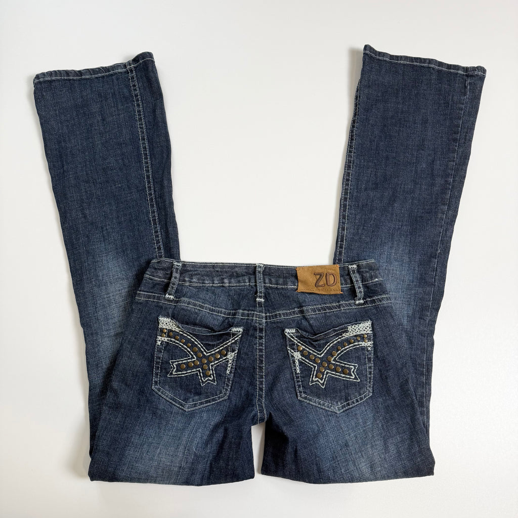 Vintage Y2K studded cross low rise flare jeans size XS