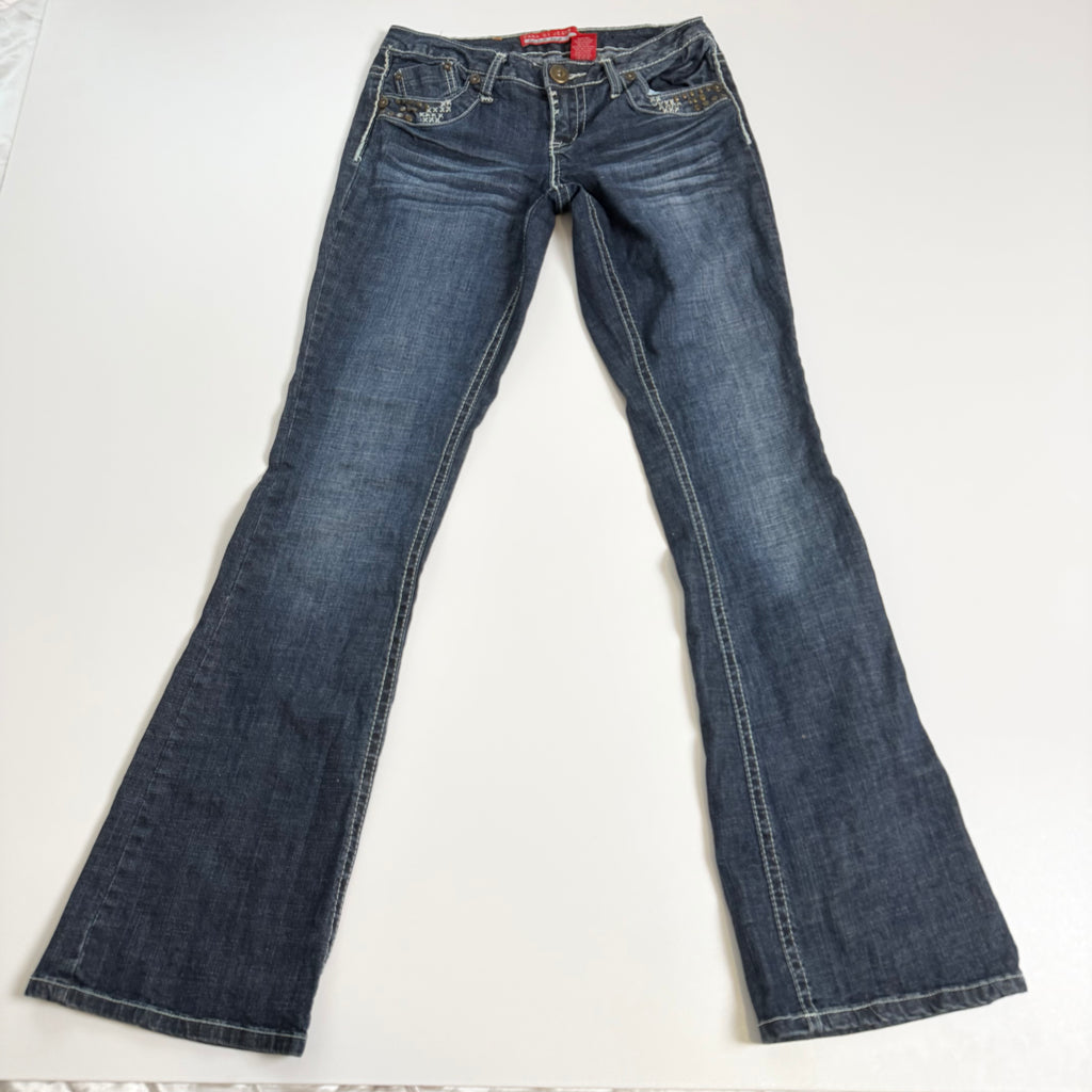 Vintage Y2K studded cross low rise flare jeans size XS