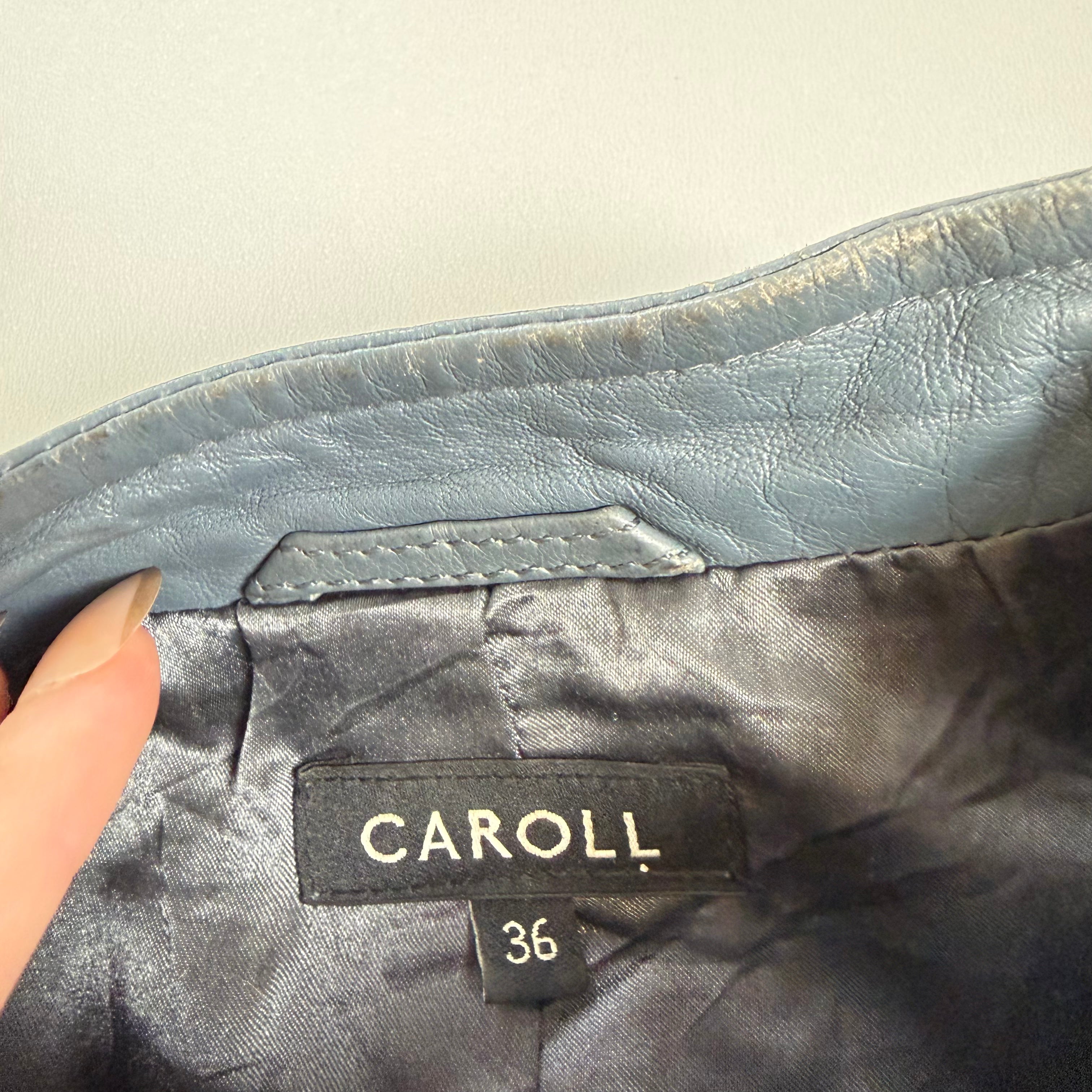 Vintage Y2K blue button fitted leather jacket size XS/S