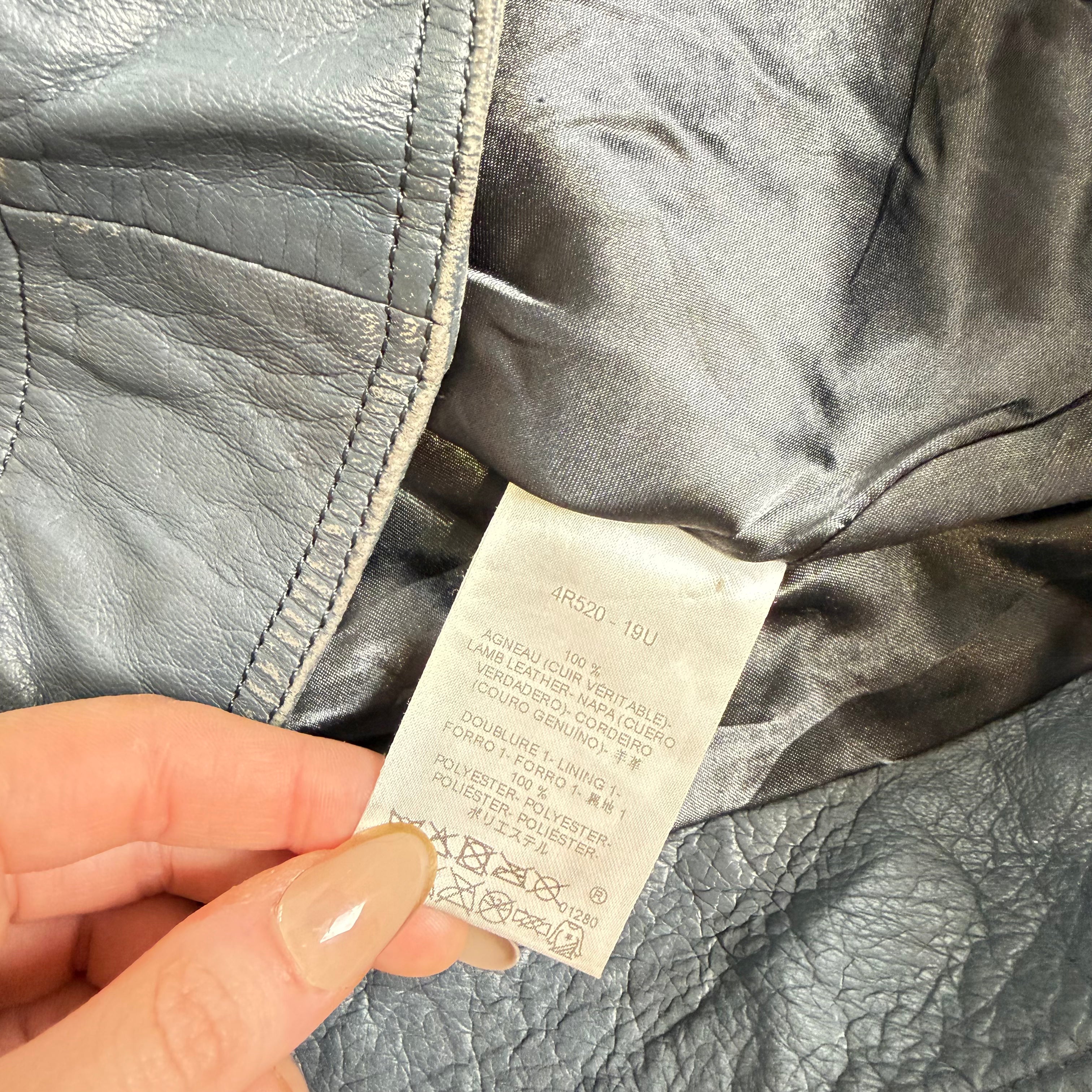 Vintage Y2K blue button fitted leather jacket size XS/S