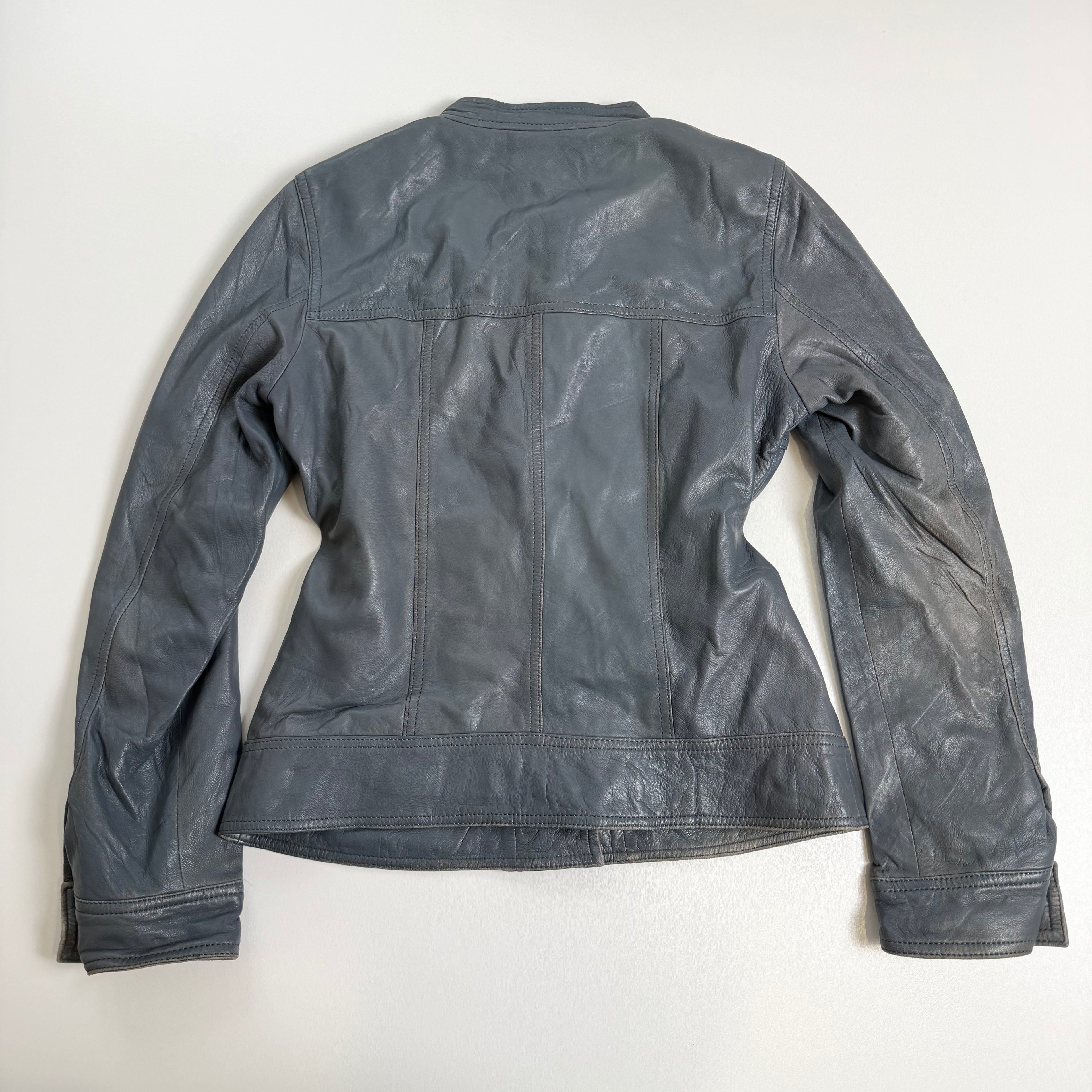 Vintage Y2K blue button fitted leather jacket size XS/S