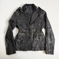 Vintage Y2K black button blazer leather jacket size M