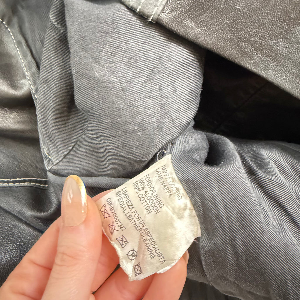 Vintage Y2K black button blazer leather jacket size M