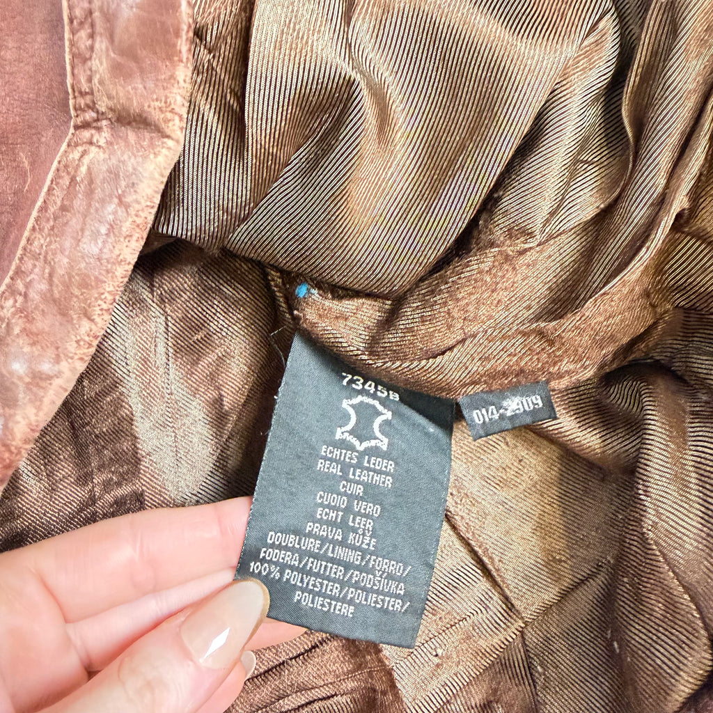Vintage Y2K brown leather jacket size L