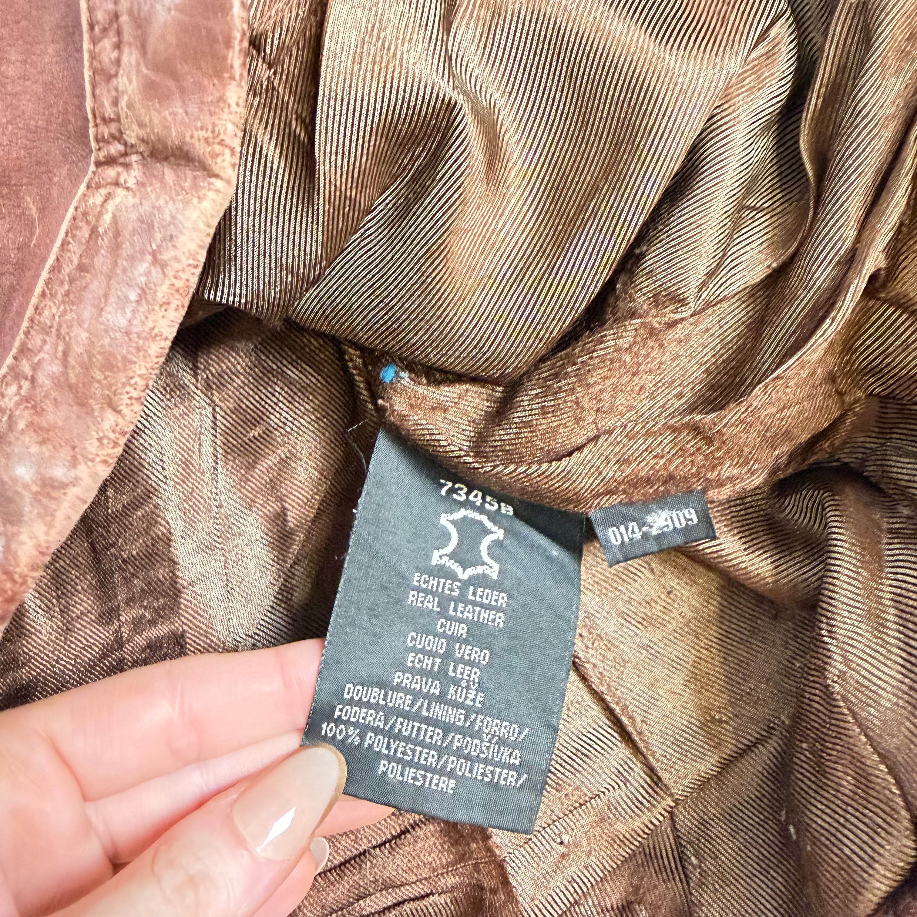 Vintage Y2K brown leather jacket size L