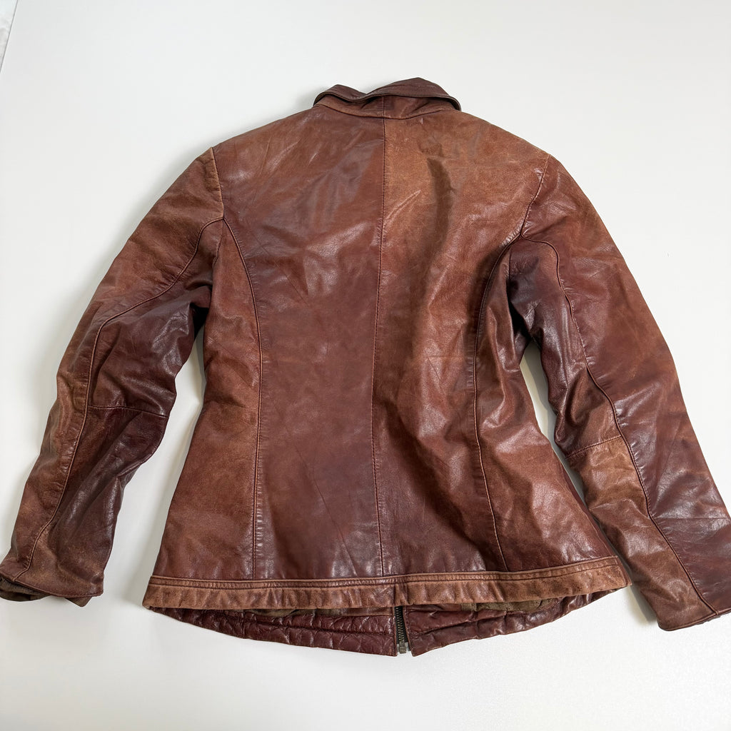 Vintage Y2K brown leather jacket size L