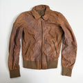 Vintage Y2K brown knit leather jacket size XS