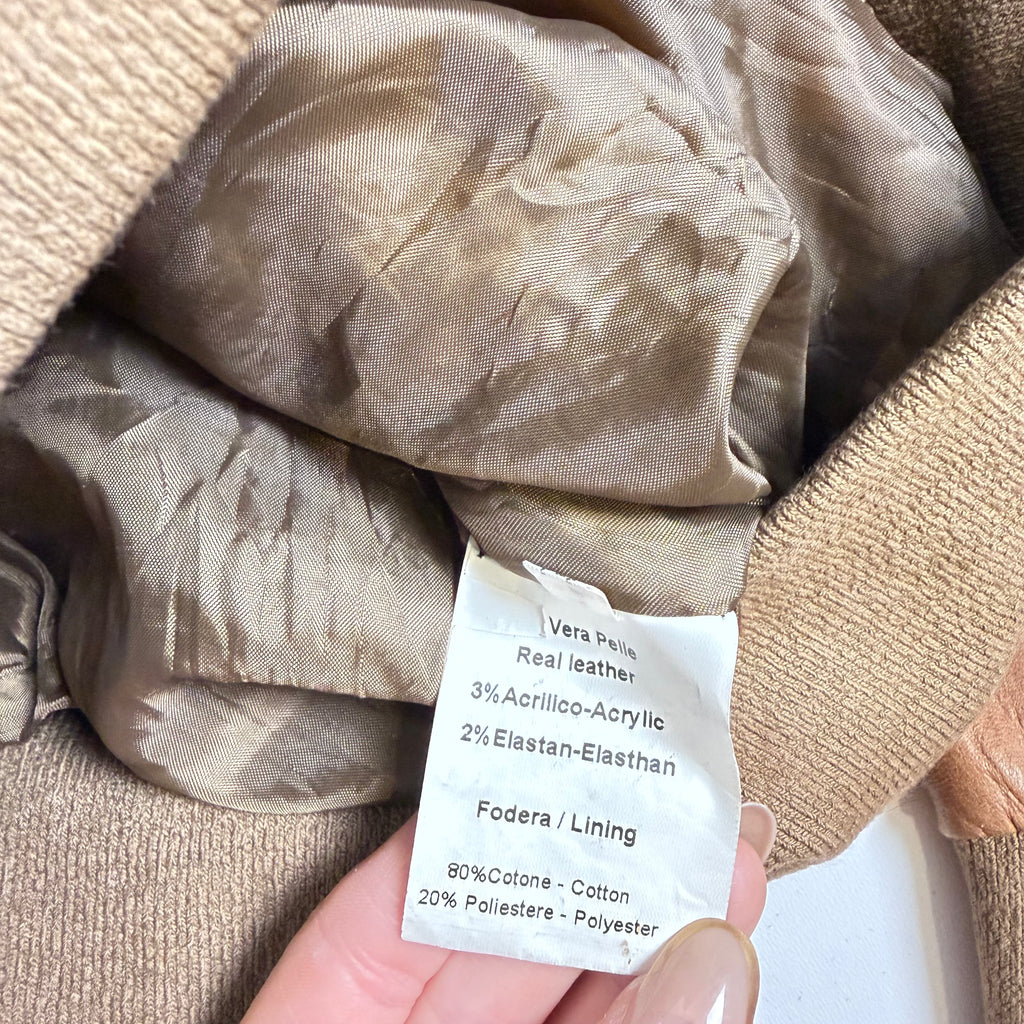 Vintage Y2K brown knit leather jacket size XS