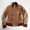 Vintage Y2K EDC by Esprit beige brown knit leather jacket size S/M