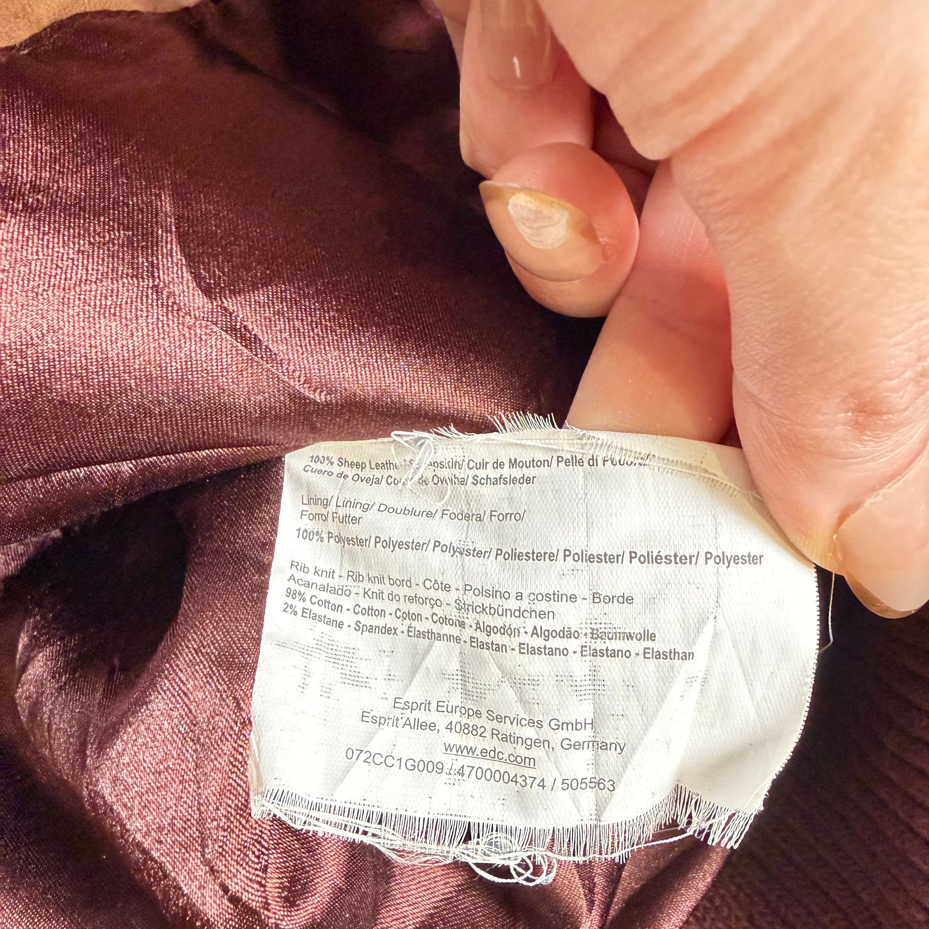 Vintage Y2K EDC by Esprit beige brown knit leather jacket size S/M