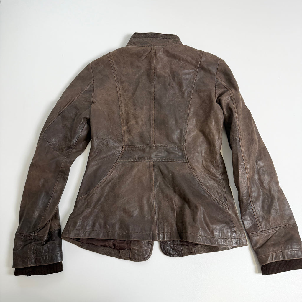Vintage Y2K brown Promod leather jacket size M