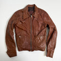 Vintage Y2K brown fitted leather jacket size XS/S