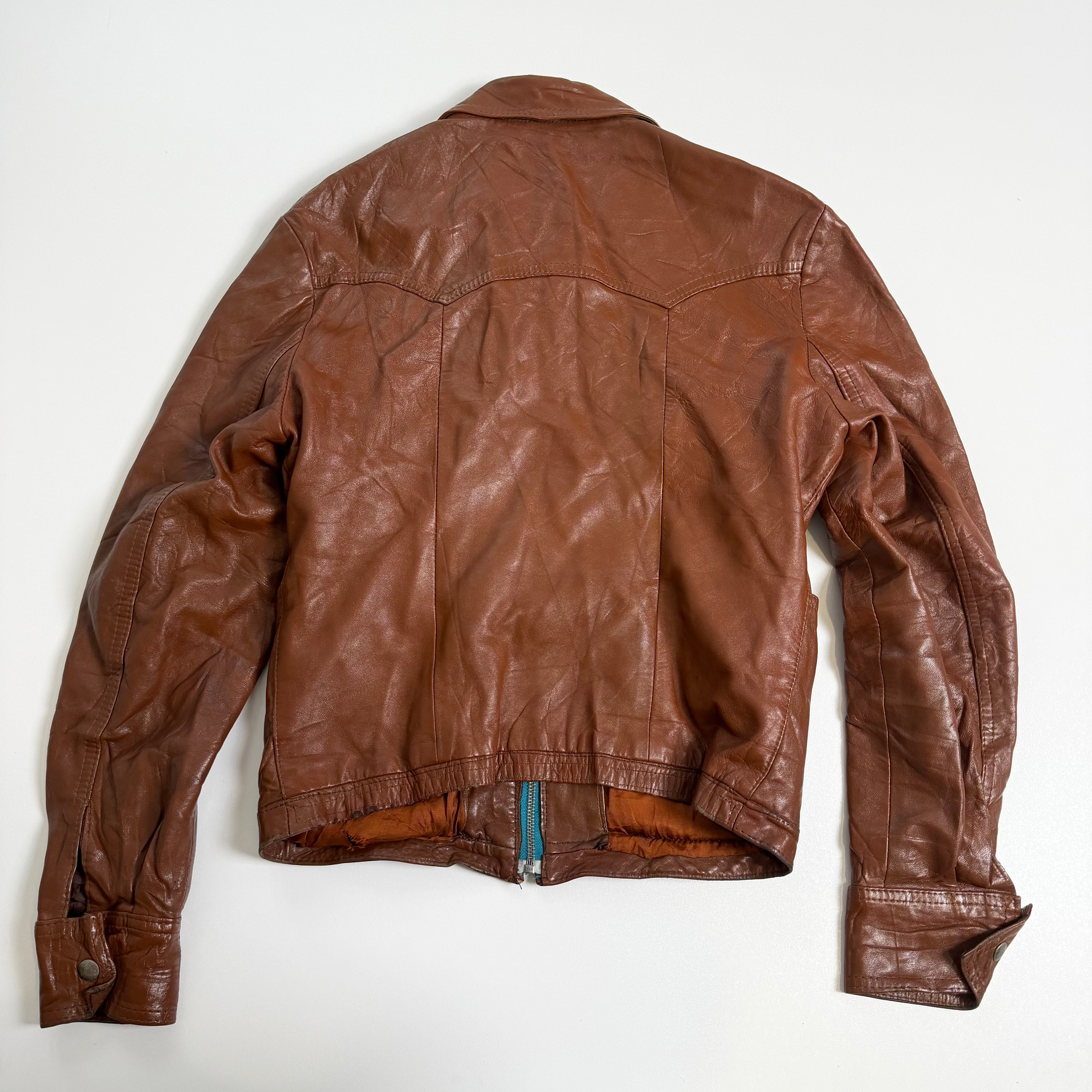 Vintage Y2K brown fitted leather jacket size XS/S
