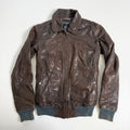 Vintage Y2K brown leather biker jacket size XS/S