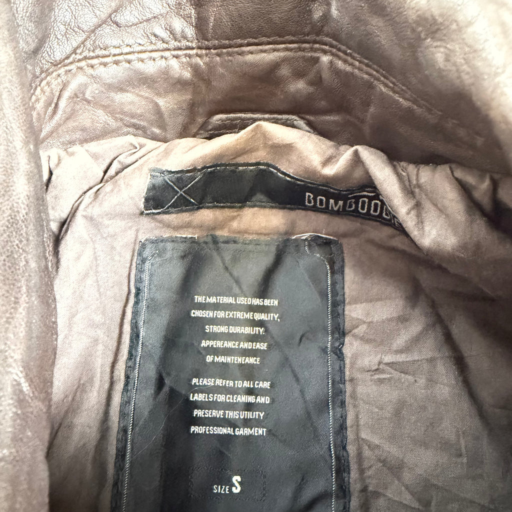 Vintage Y2K brown leather biker jacket size XS/S
