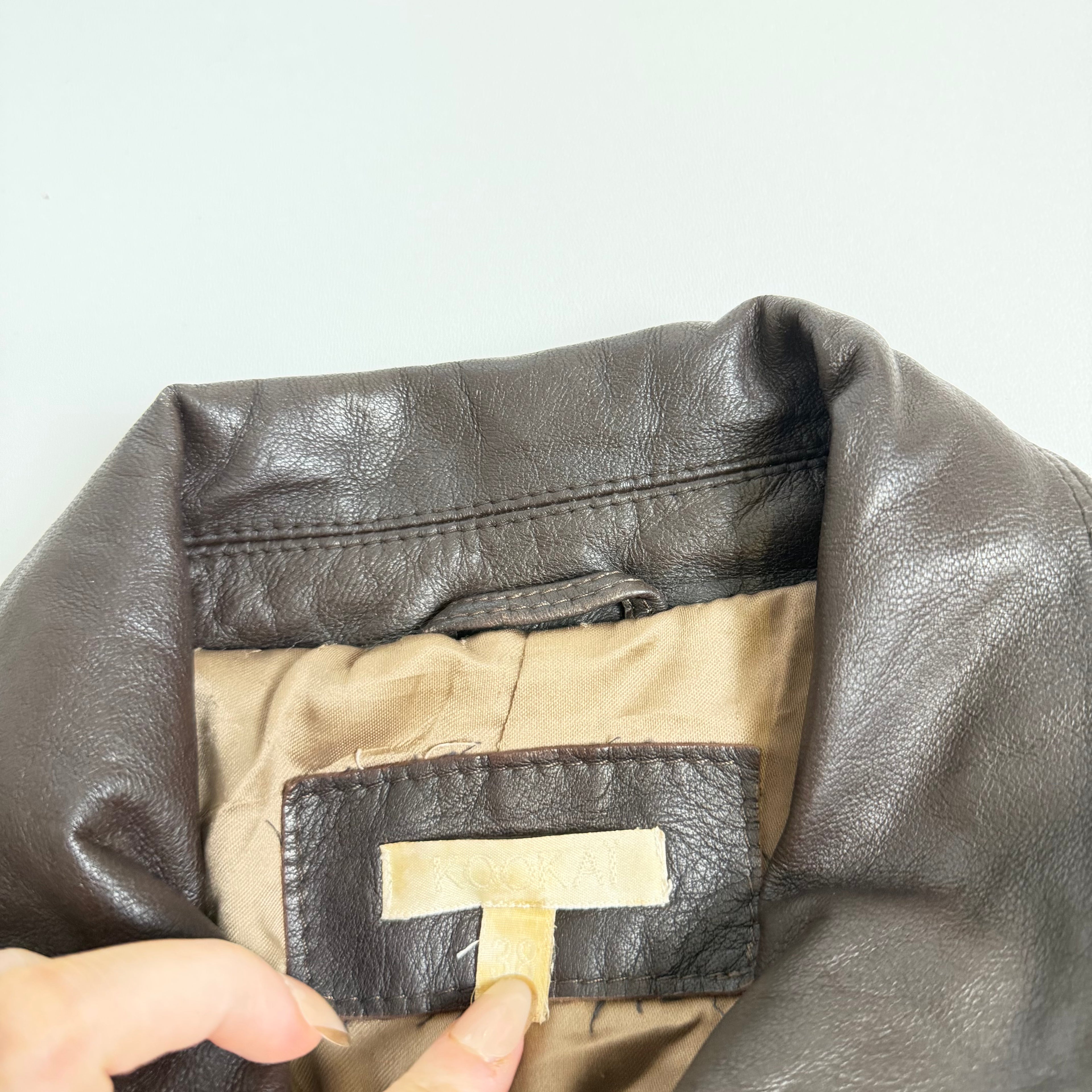 Vintage Y2K Kookai brown knit leather jacket size 12