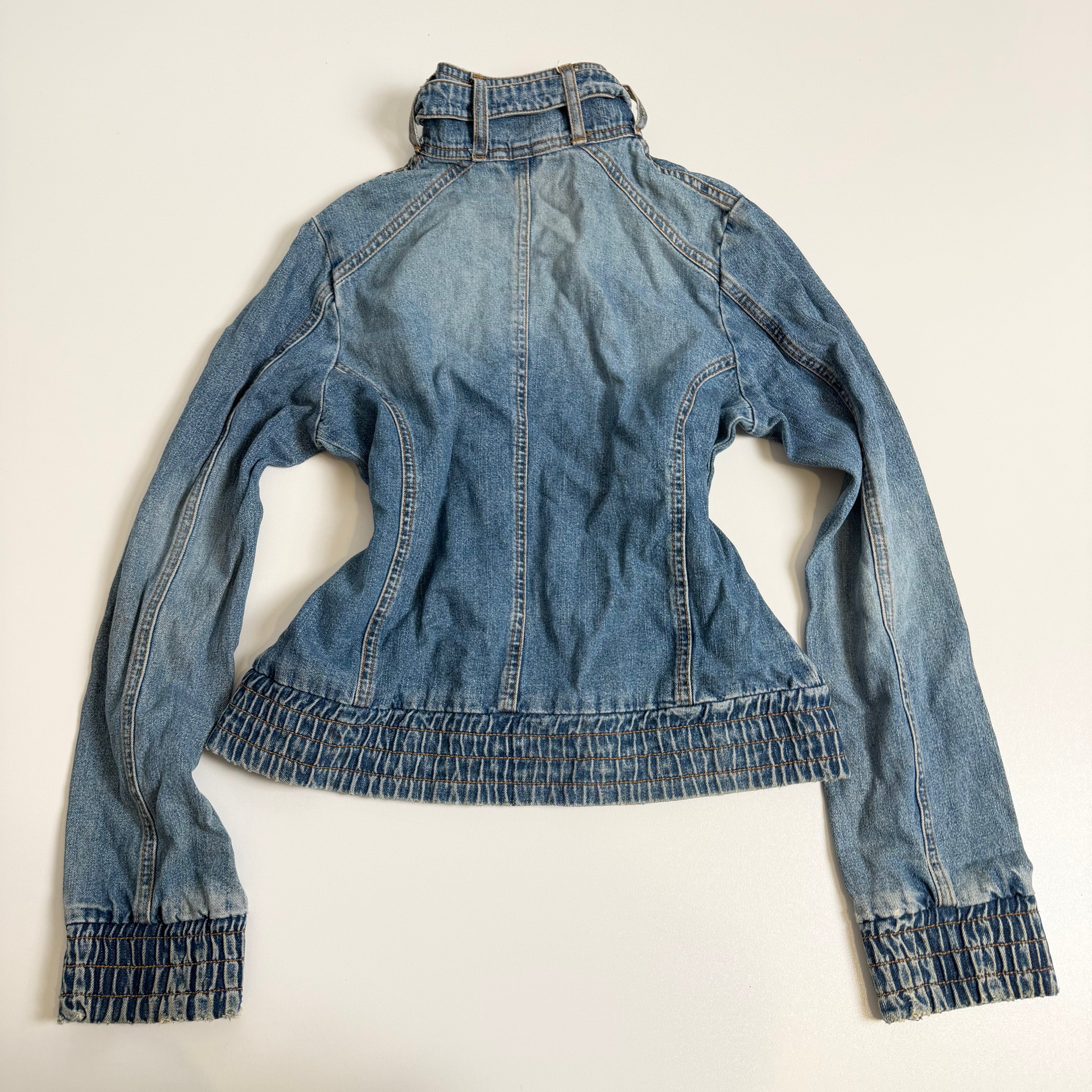 Vintage Y2K fitted high neck denim jacket size L