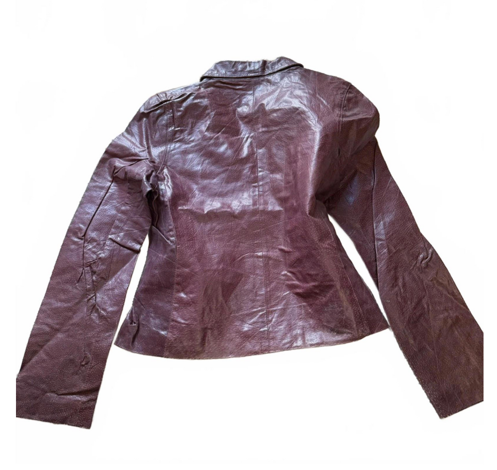 Vintage Y2K brown leather jacket size M